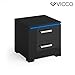 Produktbild Vicco Nachtschrank Picot schwarz Hochglanz 2er Set LED Nachttisch Kommode Schrank Schlafzimmer Schublade