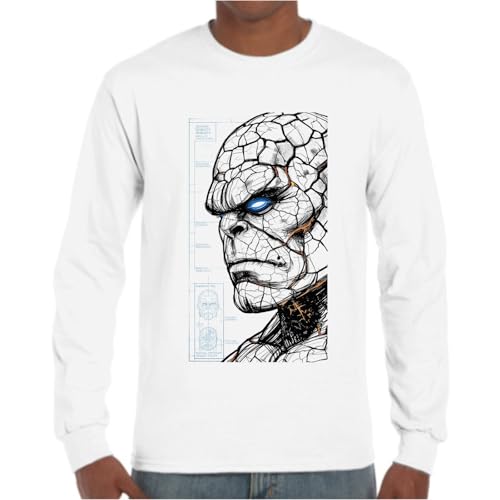 the Fan Tee Camiseta de Adulto de Manga Larga de Hombre Comic Fantastico los 4 héroes de la Ciencia y la Aventura 004 XXL