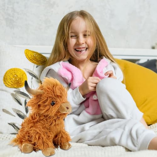 GVMJHYK Highland Cow Soft Plüsch,Hochlandkuh Plüschtier,Schottische Hochlandkuh Kuscheltier Plüschtiere,Realistische Kuscheltier Kuh Toy,für Party Geburtstag Weihnachten Geschenke