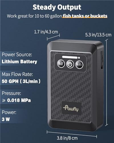 Image of Pawfly Aquarium Lithium Battery Powered Air Pump USB Rechargeable Oxygen Pump Portable Live Bait Aerator Pump for Outdoor Fishing and Fish Transportation