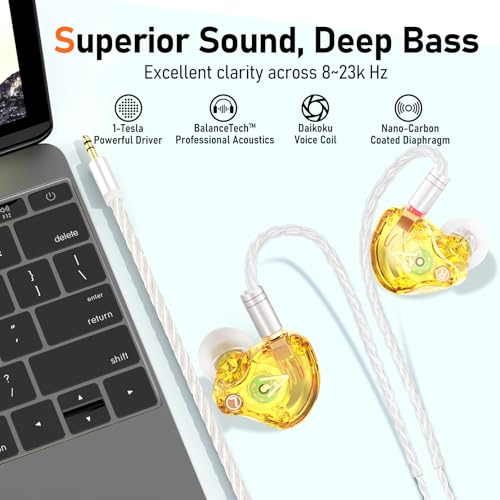 Image of Audiovance Vibes 202 HiFi Wired Earbuds, IEM in-Ear Monitor Headphones