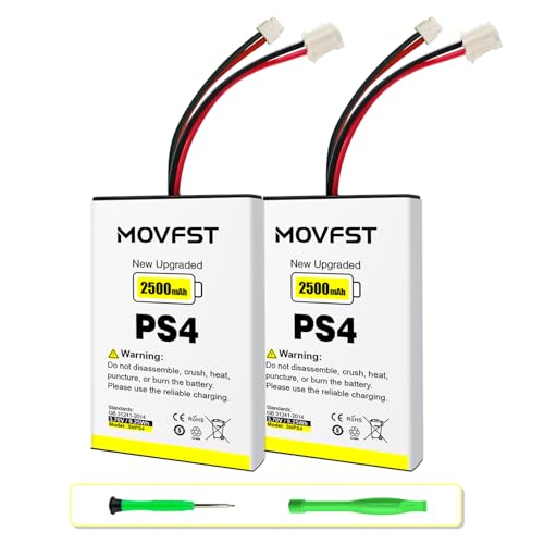 MOVFST 2Pcs PS4 PS4 Pro Controller Battery Replacement,2500mAh High Capacity Compatible with PlayStation 4 PS4 DS 4 V1 V2 Controller CUH-ZCT2U CUH-ZCT2E CUH-ZCT1E CUH-ZCT1U CUH-ZCT1H, ect.