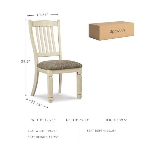 Set of 2 Antique White Dining Room Chairs