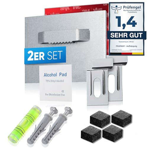 PEARWAY Bilderhaken selbstklebend EXTRA STARK [HALT BIS 6KG] für Alu...