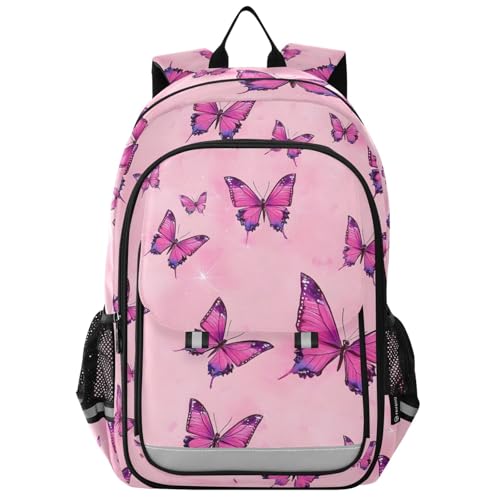 Sac à dos ordinateur portable enfants papillon rose cartable fille scolaire