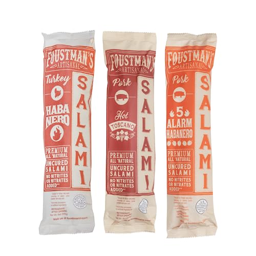 Foustman's Salami (Variety 3-Pack) Spicy Trio - Artisan, Nitrate-Free, Uncured #TOP24