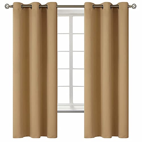 Image of BGment Blackout Curtains for Living Room - Grommet Thermal Insulated Room Darkening Curtains for Bedroom, 2 Panels of 42 x 63 Inch, Khaki | Grommet Top, Light-Blocking, Sunblock, Thermal Insulated, Window Drapes for Kids Boys Room, 42x63 Inch