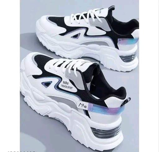 Image of Women Chunky Sneakers Lightweight Lace-Up Casual Sports Shoes Breathable Mesh Walking Shoes - NID44059
