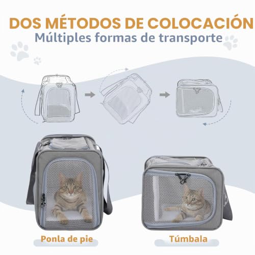 Transportín Petsfit gris de alta gama mochila 2 en 1 con acabados para cabina avión 3