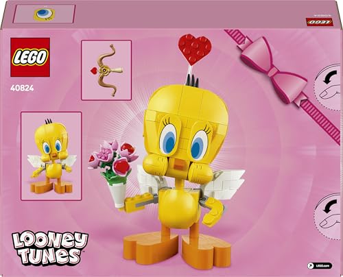 Titti - Uccellino Giocattolo - Modello Looney Tunes da Esposizione con Mazzo di Fiori, Cuore, Arco di Cupido e Supporto a Forma di Nuvola - Regalo per Bambine e Ragazze da 12 Anni in Su - 40824 - Lego - Immagine 10