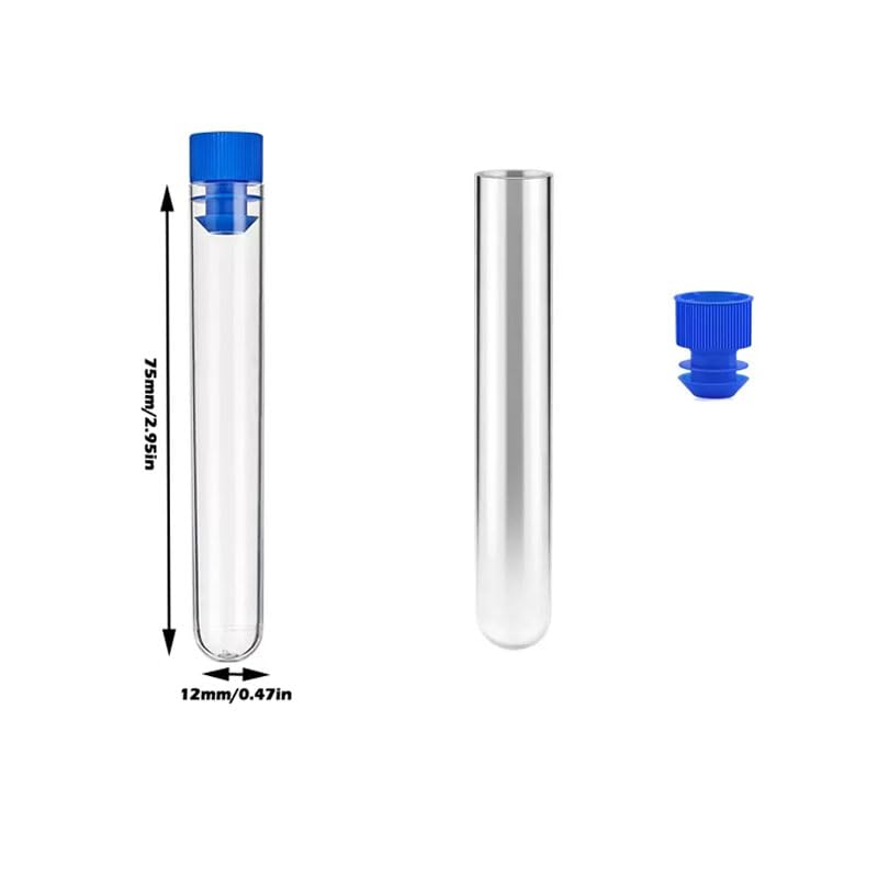 100 Pack 5ML Test Tubes with Caps Plastic Clear Graduated Vial Sample Storage Container Testing Tube for Scientific Experiment Halloween Lab Essentials Plant Propagation Water Check