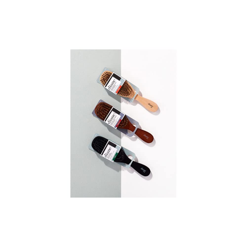 Diane 100% Soft Boar Bristle Brush for Men and Women – Soft Bristles for Fine to Medium Hair – Use for Smoothing, Wave Styles, Soft on Scalp, Club Handle, D8169