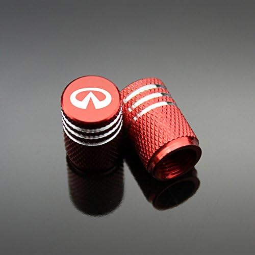 QINGTECH Valve Stem Caps,Infiniti Accessories Tire Valve Caps for Car,Motorbike,Trucks,Bike and Bicycle Aluminum 4pcs (red)