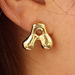 Bubble Initial Earrings for Women, Dainty Balloon Letter Earring Charm 14K Gold Plated Puffy Name Personalized A-Z Alphabet Statement Jewelry - Image 2