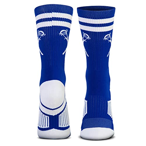 Image of ChalkTalkSPORTS Lacrosse Socks - Cushioned Mid-Calf Crew - Crossed Sticks | Moisture-Wicking Performance Blend, Athletic Lax Gear, Stay-Up Technology, Arch Support, Breathable, Boys and Men