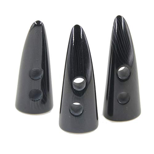 Leekayer Black Resin Horn Tooth Toggle Buttons - 10pcs, 40mm, Two Holes for Coats & Jackets - Thumbnail 5