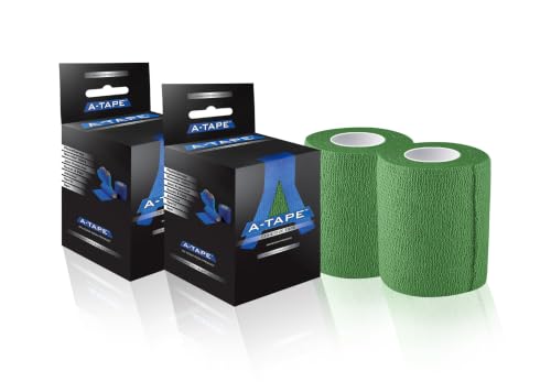 Image of A-Tape Cohesive Crepe (7.5cm X 4.5 mtr, Pack of 2) Elastic Self Adherent Crepe Bandage Breathable Self Adhesive Cohesive Bandage for Humans & Pets (Dogs, Cats, Birds) (Green)