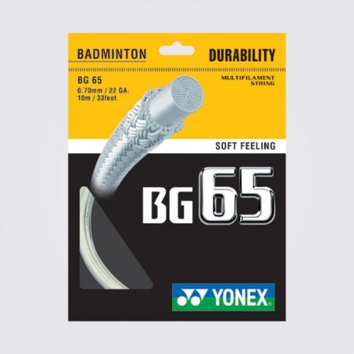 Cordes de badminton Yonex BG-65 Titanium blanches pour raquette de sport