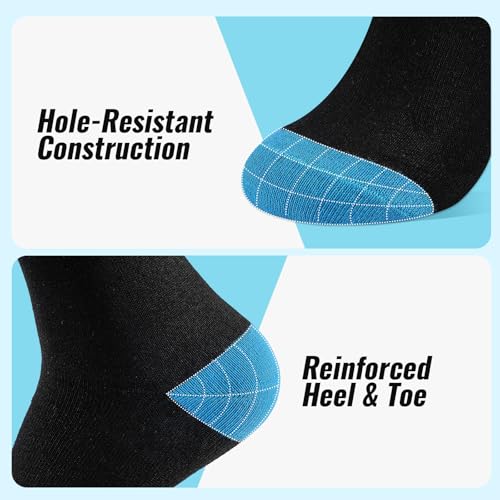 Cirorld 6 Pairs Mens Black Socks, Breathable Causal Cotton Socks Men Multipack, Soft Smart Dress Sock with Reinforced Heel & Toe, Suitable for Work and Daily Wear - Image 2