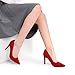 DREAM PAIRS Women's Closed Toe High Heels Dress Pointed Toe Wedding Pump Shoes,Size 7.5,Red/Suede