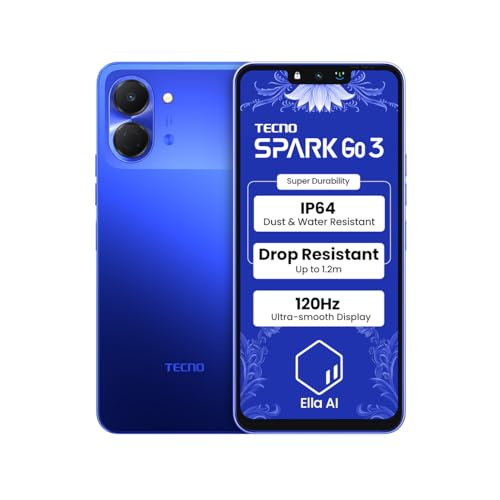 Image of Tecno Spark GO 3 (Galaxy Blue, 4GB+64GB | Super Durability Drop Resistant & IP64 Rated | Make Calls Without Network* |Ella Al in Your Own Language | Super Smooth 120Hz 6.74 inch Display |5000mAh Battery