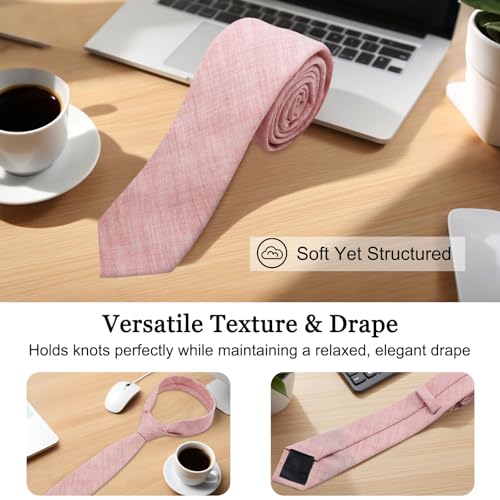 Image of Cotton Ties for Men Solid Color Skinny Tie Mens Necktie for Wedding Graduation Formal Dinner