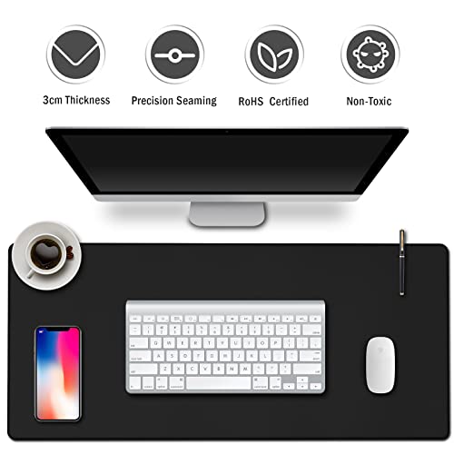 Image of Extended Gaming Mouse Pad with Stitched Edges, Long XXL Mousepad (900x400x3mm), Desk Pad Keyboard Mat, Non-Slip Base, Water-Resistant, for Work & Gaming, Office & Home, Black