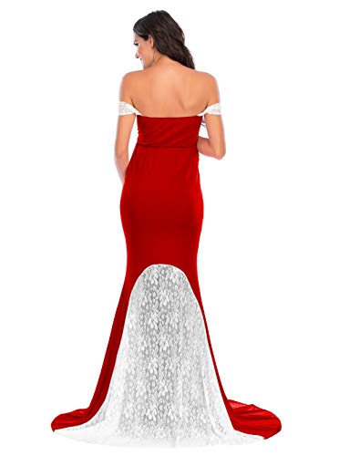 Robe de maternité ajustée longue en dentelle de fête prénatale - 2