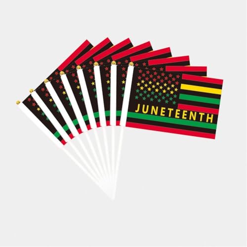 Banderas Juneteenth pequeñas para desfiles comunitarios y decoración de mano 3