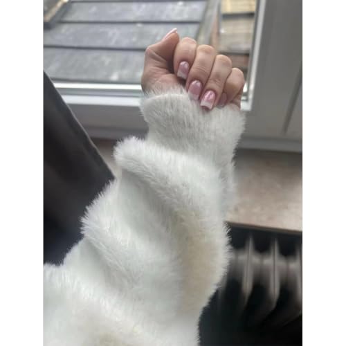 MOLERFO Long Fuzzy Cardigan Hooded Oversized Open Front Mohair Sweater Women Soft Cozy Warm Trendy Coquette Loungewear White3