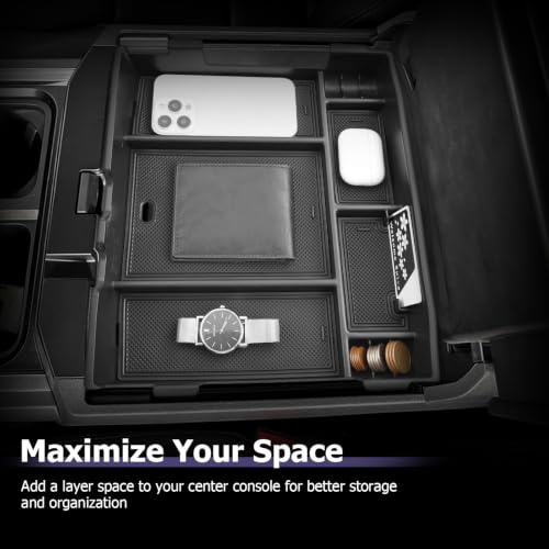 Image of LUWU Center Console Organizer Fits Ford F-250 F-350 F-450 Super Duty 2023-2027 Accessories | for 2023-2025 2026 2027 Ford F250 F350 F450 Armrest Console Storage Box Insert Tray Coin Container
