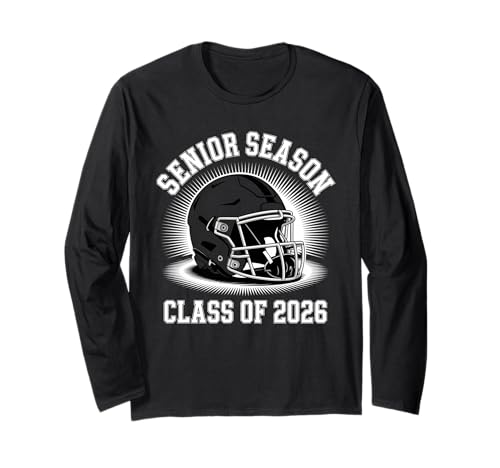 Senior Season Class of 2026 Football Helmet Player Long Sleeve T-Shirt