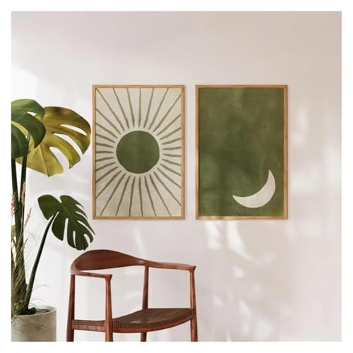 Tableau déco nature abstrait vert olive toile pour petit espace