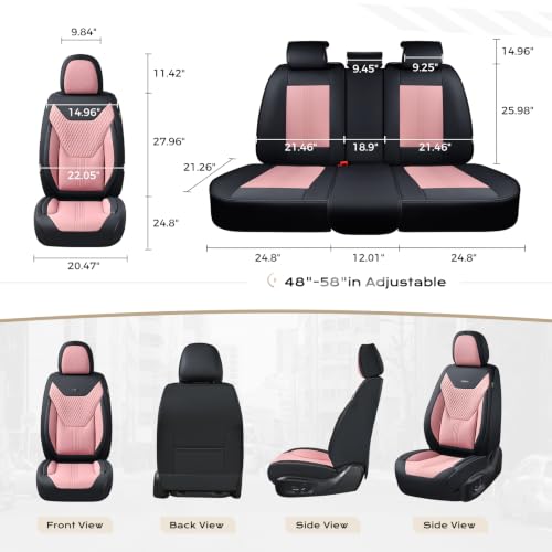 Image of Coverado Car Seat Covers with Lumbar Support, Front Covers for Cars, Universal Automotive Seat Cover, Waterproof, Leather Car Seat Cushion, Interior Seat Protectors for Most Cars