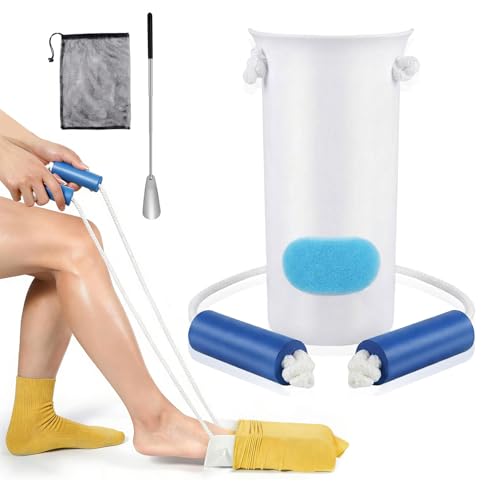 ComPDCVD Enfile-Chaussettes Aide à l'Enfilage pour Personnes Âgées et à Mobilité aide à l'extraction de chaussettes et ensemble de chausse-pied pour Personnes Ágées Femmes Enceintes Chaussette Aide