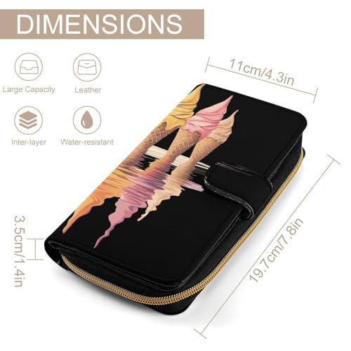 Melting Ice Cream Cones Women's Wallets Leather Fold Clutch Wallet Credit Card Holder Ladies Travel Purse2