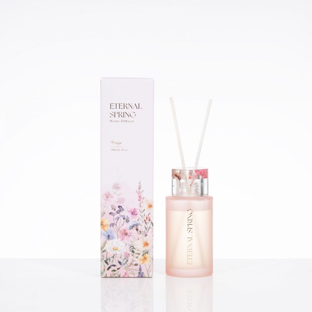 Danube HomeSS24-AMARA Reed Diffuser With Dried Flowers Rose 180ML (MS.J231004-D) | Glass, Resin,Color Box Material Reed Diffuser | Fragrance | Diffusers Decoration For Home