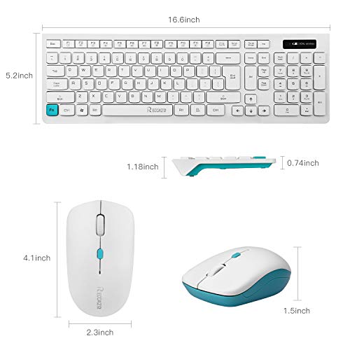 Wireless Keyboard and Mouse Combo,【Full Size Chiclet Keyboard,Long Battery Life】 RECCAZR Ultra Thin 2.4G Cordless Optical Wireless Mouse and Keyboard Set with Nano USB Receiver (White) - Thumbnail 7