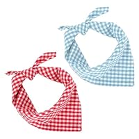 BinXiaoQin 2 Stück Karneval Trachtentuch,Kariert Dreieckstuch Karneval Herren Outfit Accessoires Dreieckstuch Damen Oktoberfest Outfit Damen Für Andreas Gabalier Fanartikel(Rot + Blau)