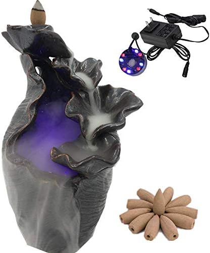 Spie Backflow Incense Burner Ceramic Lotus Pond Tower Incense Iron Glaze Censer