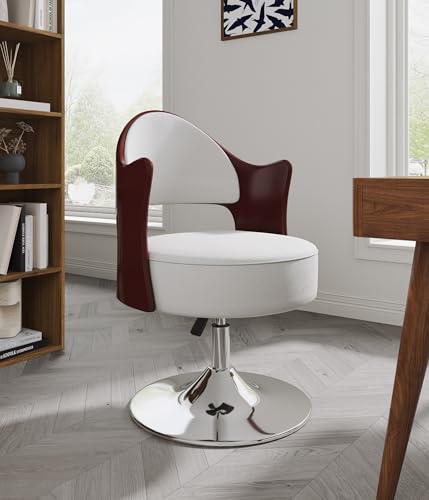 Sillón giratorio ajustable piel sintética Blanco miniatura 2