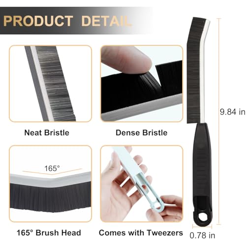 Image of Hard Bristle Crevice Cleaning Brush,Grout Cleaner Brush,Scrub Brushes for Tile Floor,Gap Cleaning Supplies with Clip for Bathtub,Shower,Kitchen,Home Essentials,Gi-ft for Women Men(3PCS Frosted Black)
