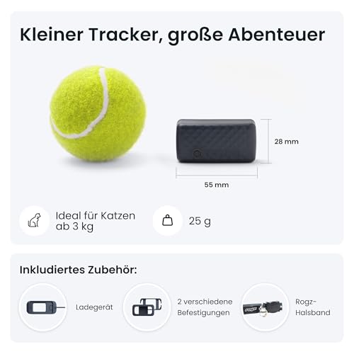 Tractive Mini Smarter Katzen GPS Tracker | Marktführer GPS Tracker Katze | Live-Ortung | Revier & Positionsverlauf | Sicherheitshalsband inkludiert