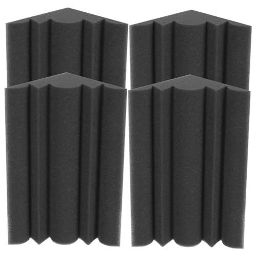 TOGEVAL 4pcs Acoustic Bass Trap Panels High-density Soundproof for Studio Recording Wall Corner Low-frequency Absorption Black