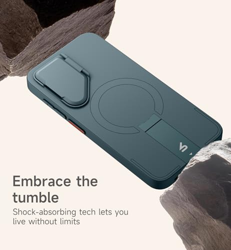 Image of SURITCH for Samsung Galaxy S25+ Plus Phone Case, Magnetic Shockproof Bumper Case Slim Protective Cover with Camera Cover & Adjustable Metal Kickstand for Galaxy S25+ Plus (2025)-Lake Green