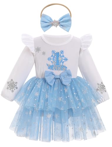 OBEEII Baby Girl First Christmas Velvet Tulle Dress Long Sleeve Sparkle Snowflake Tiered Dress 1st Birthday Cake Smash Outfit
