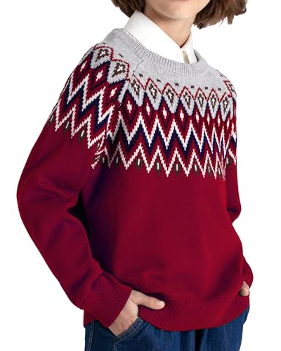 Image of BOBOYOYO Boys Sweaters 100% Cotton Cable Knit Kids Sweater Striped Pullover