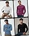 August Alley 4 Pack Men's Cotton Thermal Long Sleeve Shirts Ribbed Crew Neck Tops Slim Fit Undershirts Fall Winter Base Layer(Black, White, Haze Blue, Fuchsia,X-Large)