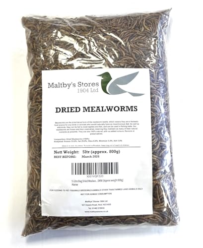 Premium Dried Mealworms, 5L Bag Wild Bird Food (Approx weight 800g - 5 litre)