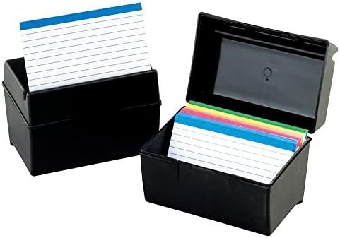 Oxford Plastic Index Card Box, 5 x 8 Inches, 500 Card Capacity, Black (01581)
